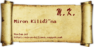 Miron Kiliána névjegykártya